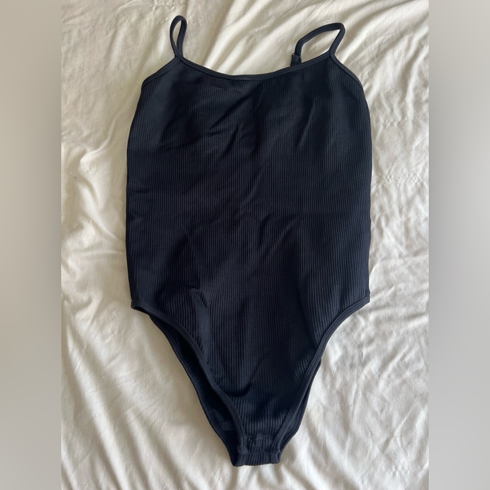Black Ribbed Bodysuit